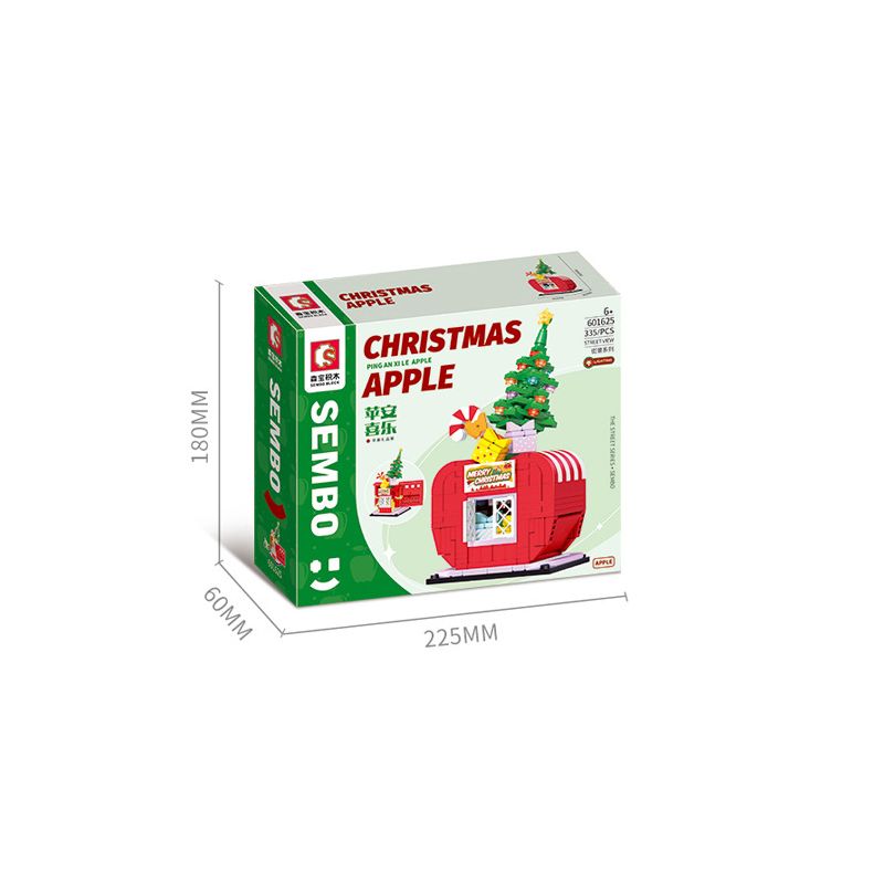 SEMBO 601625 non  NGÔI NHÀ QUÀ TẶNG TÁO bộ đồ chơi xếp lắp ráp ghép mô hình Christmas CHRISTMAS APPLE Giáng Sinh 335 khối