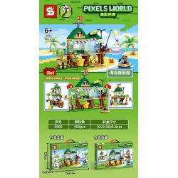 SHENG YUAN SY 5605 non  NHÀ TRÊN ĐẢO bộ đồ chơi xếp lắp ráp ghép mô hình Minecraft PIXELS WORLD 海岛度假屋 Game Xây Dựng 450 khối