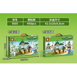 SHENG YUAN SY 5605 non  NHÀ TRÊN ĐẢO bộ đồ chơi xếp lắp ráp ghép mô hình Minecraft PIXELS WORLD 海岛度假屋 Game Xây Dựng 450 khối
