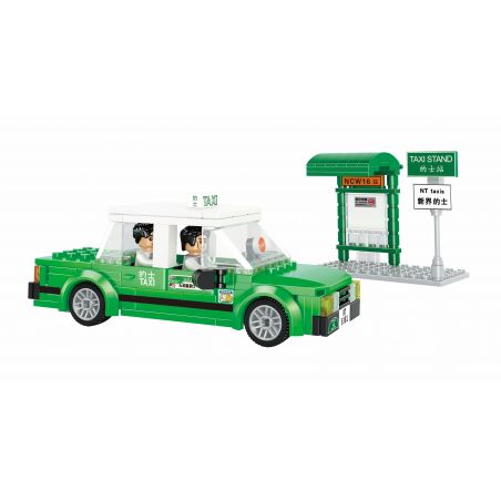 ROYAL TOYS RT04 non  TAXI VÙNG LÃNH THỔ MỚI HỒNG KÔNG bộ đồ chơi xếp lắp ráp ghép mô hình City CITY STORY HONG KONG GREEN TAXI Thành Phố 238 khối