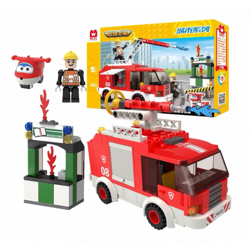 WISE BLOCK HA385504 385504 non  XE CỨU HỎA ĐƯỢC GỬI ĐI bộ đồ chơi xếp lắp ráp ghép mô hình City Thành Phố