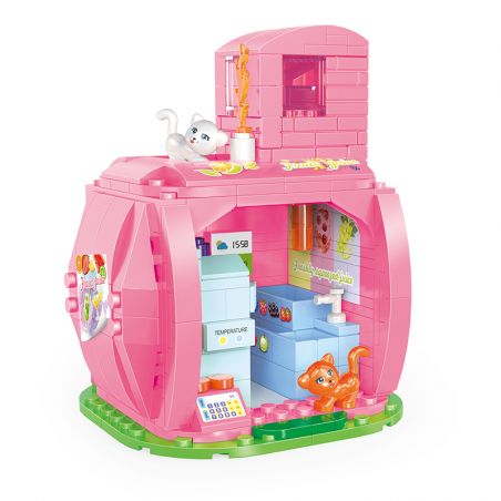 COGO 13809-4 non  CỬA HÀNG NƯỚC ÉP ĐÀO bộ đồ chơi xếp lắp ráp ghép mô hình Mini Modular FRUIT TREE Đường Phố Thu Nhỏ 283 khối