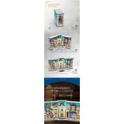 REOBRIX 66026 non  GIAN HÀNG SÁCH NHÌN RA PHỐ THỜI TRUNG CỔ bộ đồ chơi xếp lắp ráp ghép mô hình EUROPEAN CENTURY BOOK OF MARKET 2922 khối