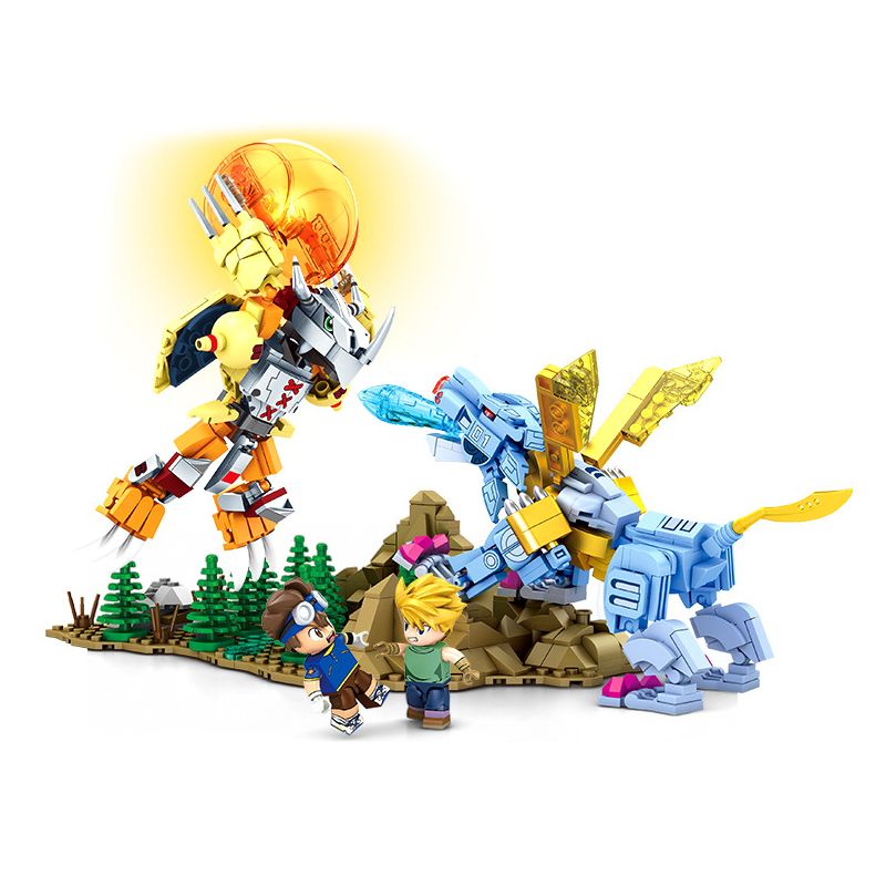 SEMBO 609322 non  TRẬN CHIẾN GREYMON VS STEEL GARURU bộ đồ chơi xếp lắp ráp ghép mô hình Digimon Adventure Cuộc Phưu Lưu Của Quái Vật Số 812 khối