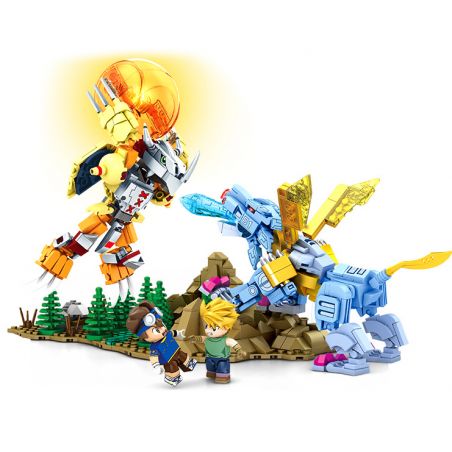 SEMBO 609322 non  TRẬN CHIẾN GREYMON VS STEEL GARURU bộ đồ chơi xếp lắp ráp ghép mô hình Digimon Adventure Cuộc Phưu Lưu Của Quái Vật Số 812 khối