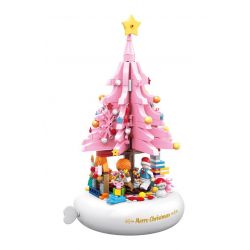 ZHEGAO QL1023 1023 non  CÂY GIÁNG SINH MÀU HỒNG bộ đồ chơi xếp lắp ráp ghép mô hình Christmas 415 khối