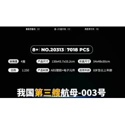 GULY 20313 non  TÀU SÂN BAY LOẠI 003 tỷ lệ 1:250 bộ đồ chơi xếp lắp ráp ghép mô hình Military Army AIRCRAFT CARRIER Quân Sự Bộ Đội 7018 khối