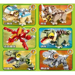 MINGDI 10032 non  DINOSAUR WORLD 8 OVERLON DRAGON CANGLONG TAM GIÁC ORGAN KHÔNG CÓ RĂNG JIANLONG RAPTOR RÂU bộ đồ chơi xếp lắp ráp ghép mô hình Khủng Long 846 khối