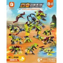 FORANGE FC3811 3811 non  BẠO LỰC TỪ TÍNH KẾT HỢP WANGLONG 8 RỒNG CỔ DÀI CÁNH TYRANT TYRANNOSAURUS JIANLONG CỘT SỐNG ĐÔI TAM GIÁC RẮN bộ đồ chơi xếp lắp ráp ghép mô hình Creator DIVERSE COMBINATIONS Sáng Tạo 773 khối