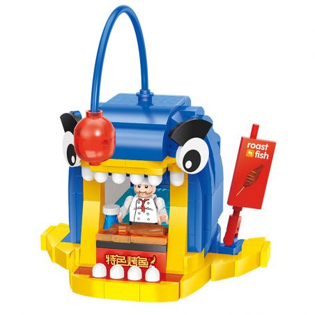 ZHEGAO CW6001 6001 non  CỬA HÀNG CÁ NƯỚNG ĐẶC BIỆT bộ đồ chơi xếp lắp ráp ghép mô hình ROAST FISH 309 khối