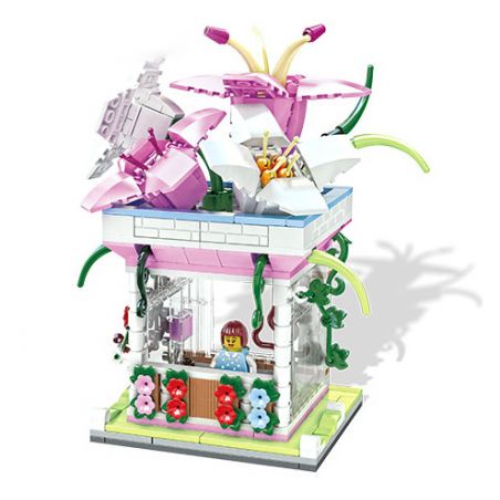 ZHEGAO 00304 non  CHẾ ĐỘ XEM PHỐ LILY bộ đồ chơi xếp lắp ráp ghép mô hình LILIUM BROWNII 380 khối