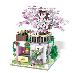 ZHEGAO 00301 non  ĐƯỜNG PHỐ HOA ANH ĐÀO bộ đồ chơi xếp lắp ráp ghép mô hình CHERRY BLOSSOMS 386 khối