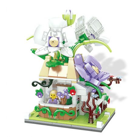 ZHEGAO 00300 non  PHONG LAN ĐƯỜNG PHỐ bộ đồ chơi xếp lắp ráp ghép mô hình CYMBIDIUM SSP. 375 khối