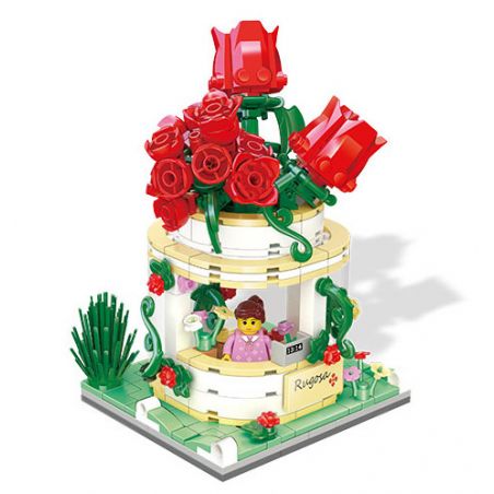 ZHEGAO 00299 non  ĐƯỜNG PHỐ HOA HỒNG bộ đồ chơi xếp lắp ráp ghép mô hình RUGOSE ROSE 276 khối