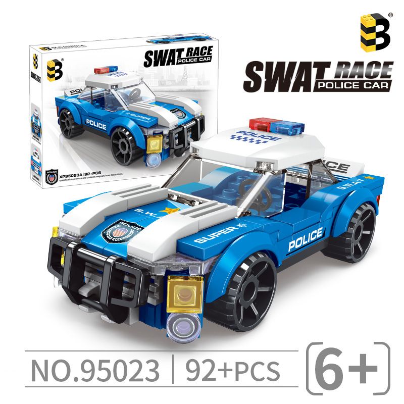 B BRAND 95023 non  XE CẢNH SÁT bộ đồ chơi xếp lắp ráp ghép mô hình Swat Special Force SWAT POLICE CAR Đặc Nhiệm 92 khối