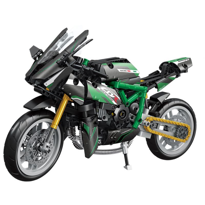 FORANGE FC9304 9304 non  XE MÁY CHIBIANJI BIẾN HÌNH MÀU XANH LÁ CÂY bộ đồ chơi xếp lắp ráp ghép mô hình  ENGINE MORPH Kỹ Thuật Công Nghệ Cao Mô Hình Phương Tiện 515 khối