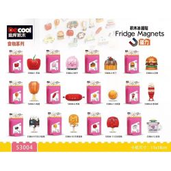 Decool 53004 Jisi 53004 non  THỰC PHẨM 12 TÁO PEACHES PUDDING BURGER CHÂN GÀ CHÓ NÓNG TRỨNG NĂNG LƯỢNG MẶT TRỜI TÔM SUSHI KEM SÔ CÔ LA XOÀI ĐẬU ĐỎ TRÀ SỮA bộ đồ chơi xếp lắp ráp ghép mô hình FRIDGE MAGNETS