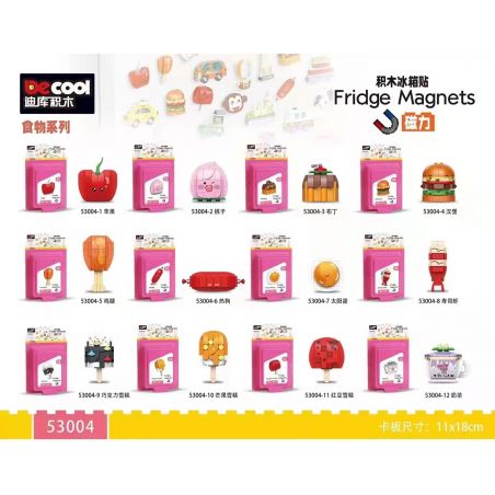 Decool 53004 Jisi 53004 non  THỰC PHẨM 12 TÁO PEACHES PUDDING BURGER CHÂN GÀ CHÓ NÓNG TRỨNG NĂNG LƯỢNG MẶT TRỜI TÔM SUSHI KEM SÔ CÔ LA XOÀI ĐẬU ĐỎ TRÀ SỮA bộ đồ chơi xếp lắp ráp ghép mô hình FRIDGE MAGNETS