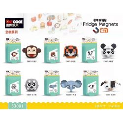 Decool 53001 Jisi 53001 non  ĐỘNG VẬT 6 KHỈ HỔ GẤU TRÚC CHÓ CON VOI BÒ bộ đồ chơi xếp lắp ráp ghép mô hình FRIDGE MAGNETS