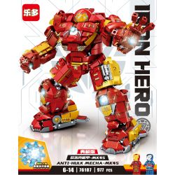 LEDUO 76107 non  MECHA CHỐNG HULK MK45 bộ đồ chơi xếp lắp ráp ghép mô hình Marvel Super Heroes Siêu Anh Hùng Marvel 977 khối