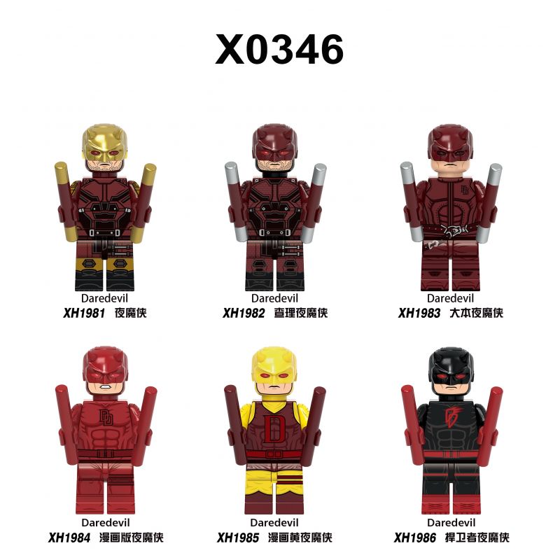XINH X0346 0346 1981 1982 1983 1984 1985 1986 non  DAREDEVIL 6 NHÂN VẬT NHỎ bộ đồ chơi xếp lắp ráp ghép mô hình Collectable Minifigures Búp Bê Sưu Tầm
