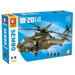 SEMBO 202152 non  TRỰC THĂNG -20 MÁY BAY VŨ TRANG bộ đồ chơi xếp lắp ráp ghép mô hình Military Army Z-20 ATTACK HELICOPTER Quân Sự Bộ Đội 750 khối