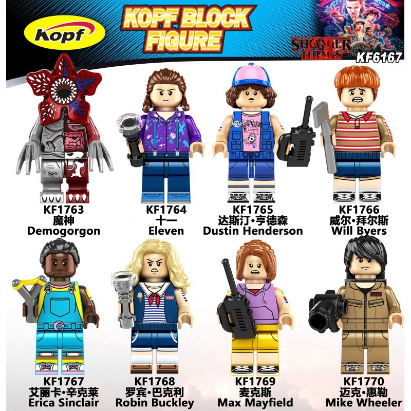 KOPF KF6167 6167 FK1763 1763 FK1764 1764 FK1765 1765 FK1766 1766 FK1767 1767 FK1768 1768 FK1769 1769 FK1770 1770 non  NHỮNG ĐIỀU KỲ LẠ 8 NHÂN VẬT NHỎ bộ đồ chơi xếp lắp ráp ghép mô hình Stranger Things Những Thứ Kỳ Lạ