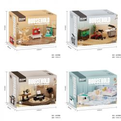 Decool 55002 55001A Jisi 55002 55001A non  PHÒNG KHÁCH GIA ĐÌNH MINI NGHỈ NGƠI NGHE NHẠC TẮM bộ đồ chơi xếp lắp ráp ghép mô hình Creator HOUSEHOLD Sáng Tạo