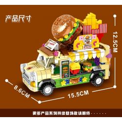 818 98284 ZHEGAO 00891 non  XE BÁNH MÌ KẸP THỊT bộ đồ chơi xếp lắp ráp ghép mô hình FOOD SNACKS HAMBURG CAR 638 khối