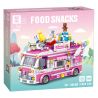 ZHEGAO 00889 non  XE BÁNH bộ đồ chơi xếp lắp ráp ghép mô hình FOOD SNACKS CAKE CAR 608 khối