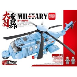 MINGDI 9029 non  MÁY BAY TRỰC THĂNG THẲNG -18. bộ đồ chơi xếp lắp ráp ghép mô hình Military Army MILITARY Z-18 HELICOPTER Quân Sự Bộ Đội 439 khối
