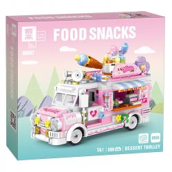 818 98283 ZHEGAO 00887 non  XE TRÁNG MIỆNG bộ đồ chơi xếp lắp ráp ghép mô hình FOOD SNACKS DESSERT TROLLEY 590 khối