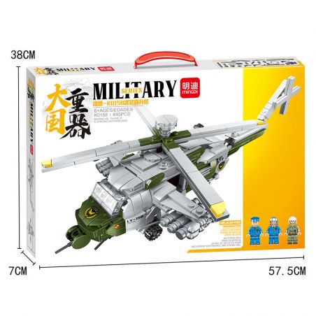 MINGDI K0158 0158 non  MÁY BAY TRỰC THĂNG VŨ TRANG FALCON-K0158 bộ đồ chơi xếp lắp ráp ghép mô hình Military Army Quân Sự Bộ Đội 645 khối