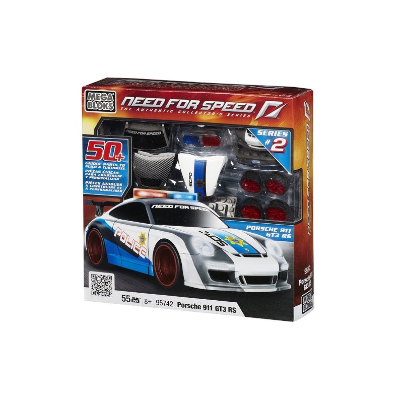 MEGA BLOKS 95742 non  PORSCHE 911 GT3 tỷ lệ 1:38 bộ đồ chơi xếp lắp ráp ghép mô hình Need For Speed NEED FOR SPEED PORSCHE 911 GT3 55 khối