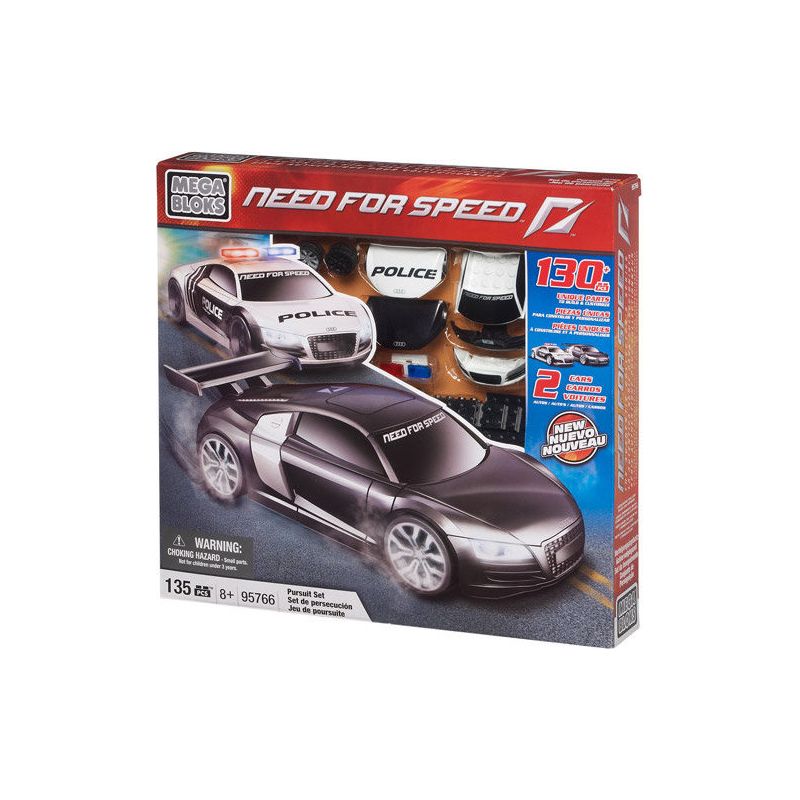 MEGA BLOKS 95766 non  SĂN LÙNG AUDI R8 tỷ lệ 1:38 bộ đồ chơi xếp lắp ráp ghép mô hình Need For Speed NEED FOR SPEED AUDI R8 PURSUIT SET 135 khối