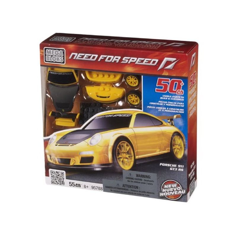 MEGA BLOKS 95788 non  PORSCHE 911 GT3 tỷ lệ 1:38 bộ đồ chơi xếp lắp ráp ghép mô hình Need For Speed NEED FOR SPEED PORSCHE 911 GT3 55 khối