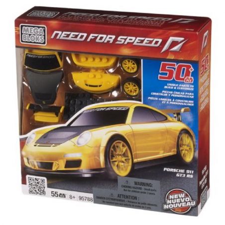 MEGA BLOKS 95788 non  PORSCHE 911 GT3 tỷ lệ 1:38 bộ đồ chơi xếp lắp ráp ghép mô hình Need For Speed NEED FOR SPEED PORSCHE 911 GT3 55 khối