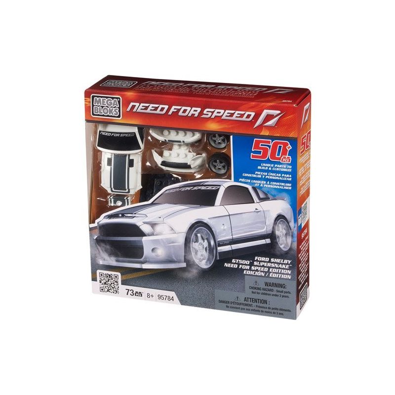 MEGA BLOKS 95784 non  FORD SHELBY GT500 tỷ lệ 1:38 bộ đồ chơi xếp lắp ráp ghép mô hình Need For Speed NEED FOR SPEED FORD SHELBY GT500 SUPERSNAKE 73 khối