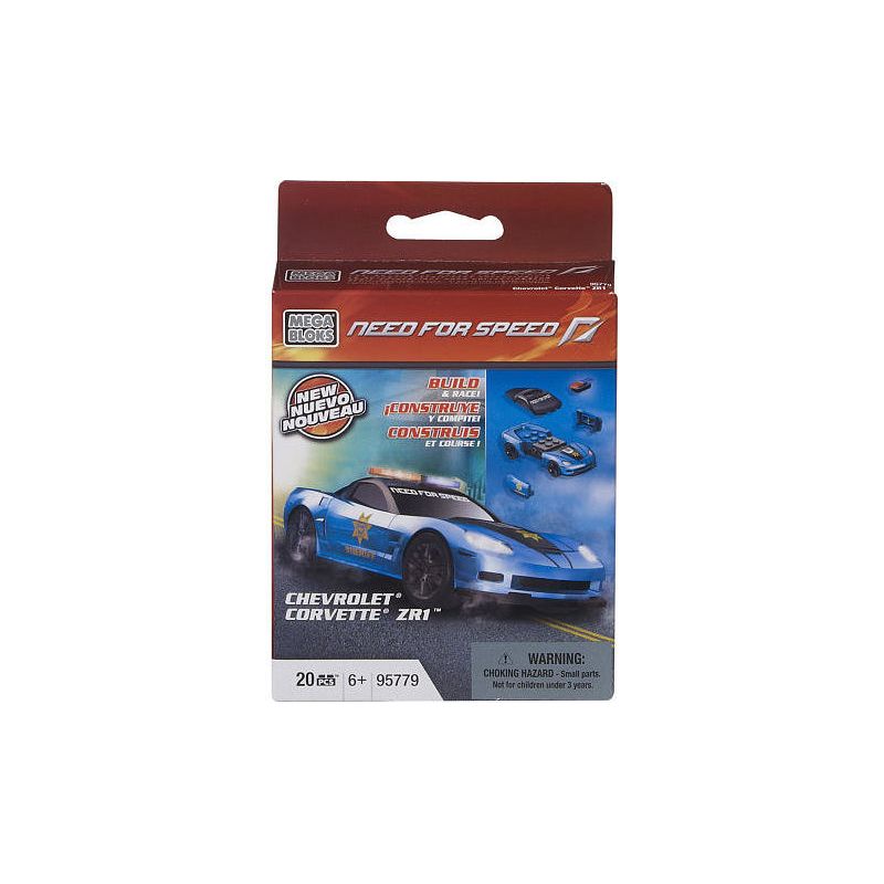 MEGA BLOKS 95779 non  XE CẢNH SÁT CHEVROLET CORVETTE ZR-1 tỷ lệ 1:55 bộ đồ chơi xếp lắp ráp ghép mô hình Need For Speed NEED FOR SPEED CHEVROLET CORVETTE ZR1 20 khối