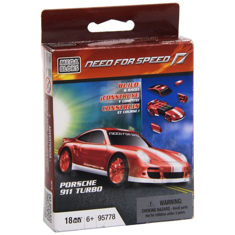 MEGA BLOKS 95778 non  PORSCHE 911 TURBO tỷ lệ 1:55 bộ đồ chơi xếp lắp ráp ghép mô hình Need For Speed NEED FOR SPEED PORSCHE 911 TURBO 18 khối