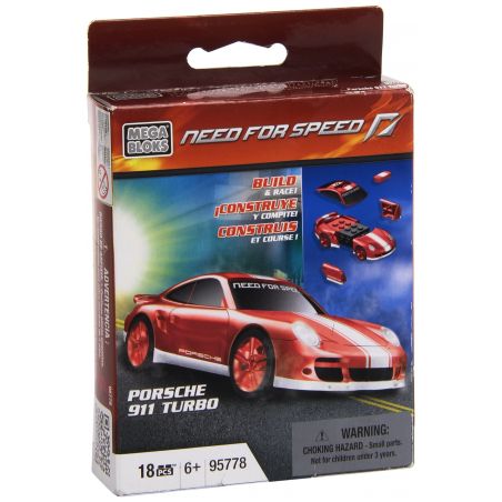 MEGA BLOKS 95778 non  PORSCHE 911 TURBO tỷ lệ 1:55 bộ đồ chơi xếp lắp ráp ghép mô hình Need For Speed NEED FOR SPEED PORSCHE 911 TURBO 18 khối