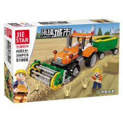 JIESTAR 51006 non  MÁY KÉO NÔNG TRẠI bộ đồ chơi xếp lắp ráp ghép mô hình City FARM TRACTOR Thành Phố 358 khối