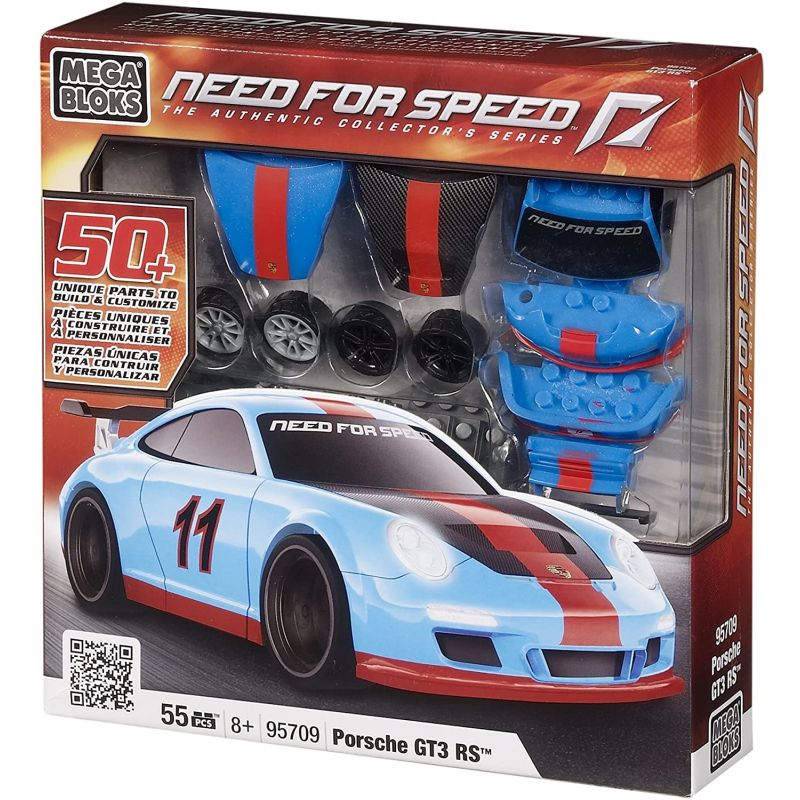 MEGA BLOKS 95709 non  PORSCHE GT3 tỷ lệ 1:38 bộ đồ chơi xếp lắp ráp ghép mô hình Need For Speed NEED FOR SPEED PORSCHE GT3 55 khối