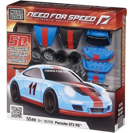MEGA BLOKS 95709 non  PORSCHE GT3 tỷ lệ 1:38 bộ đồ chơi xếp lắp ráp ghép mô hình Need For Speed NEED FOR SPEED PORSCHE GT3 55 khối