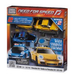 MEGA BLOKS 95749 non  PORSCHE 911 TURBO VÀ GT3 tỷ lệ 1:55 bộ đồ chơi xếp lắp ráp ghép mô hình Need For Speed NEED FOR SPEED PORSCHE 911 TURBO VS. GT3 32 khối