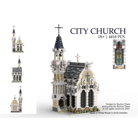 MorkModel 033006 Mork Model 033006 REBRICKABLE MOC-65557 65557 MOC65557 non  NHÀ THỜ THÀNH PHỐ THỜI TRUNG CỔ bộ đồ chơi xếp lắp ráp ghép mô hình Modular Buildings MEDIEVAL CITY CHURCH Mô Hình Nhà Cửa 4418 khối