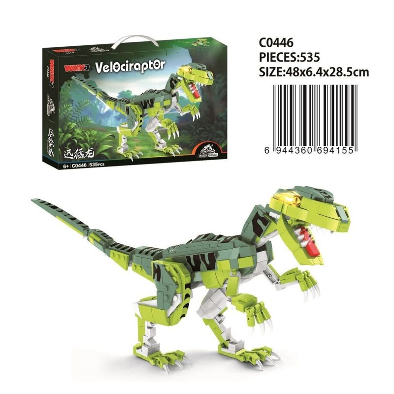 WOMA C0446 0446 non  CHIM ĂN THỊT bộ đồ chơi xếp lắp ráp ghép mô hình VELOCIRAPTOR 535 khối