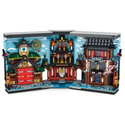 REOBRIX 66029 non  GIÁ SÁCH CHẾ ĐỘ XEM PHỐ NINJA WORLD bộ đồ chơi xếp lắp ráp ghép mô hình Modular Buildings Mô Hình Nhà Cửa 3086 khối