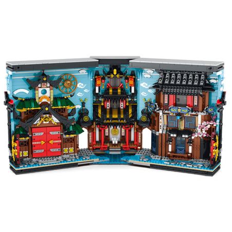 REOBRIX 66029 non  GIÁ SÁCH CHẾ ĐỘ XEM PHỐ NINJA WORLD bộ đồ chơi xếp lắp ráp ghép mô hình Modular Buildings Mô Hình Nhà Cửa 3086 khối