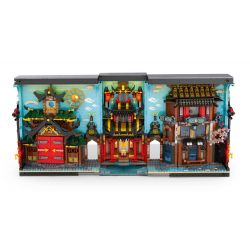 REOBRIX 66029 non  GIÁ SÁCH CHẾ ĐỘ XEM PHỐ NINJA WORLD bộ đồ chơi xếp lắp ráp ghép mô hình Modular Buildings Mô Hình Nhà Cửa 3086 khối